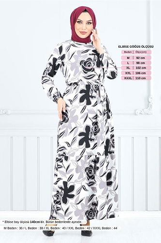 moda selvim الفستان أسود 5010UZ1029-M - Thumbnail