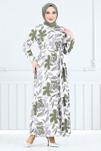 moda selvim Dress 5010UZ1029-M Green - Thumbnail