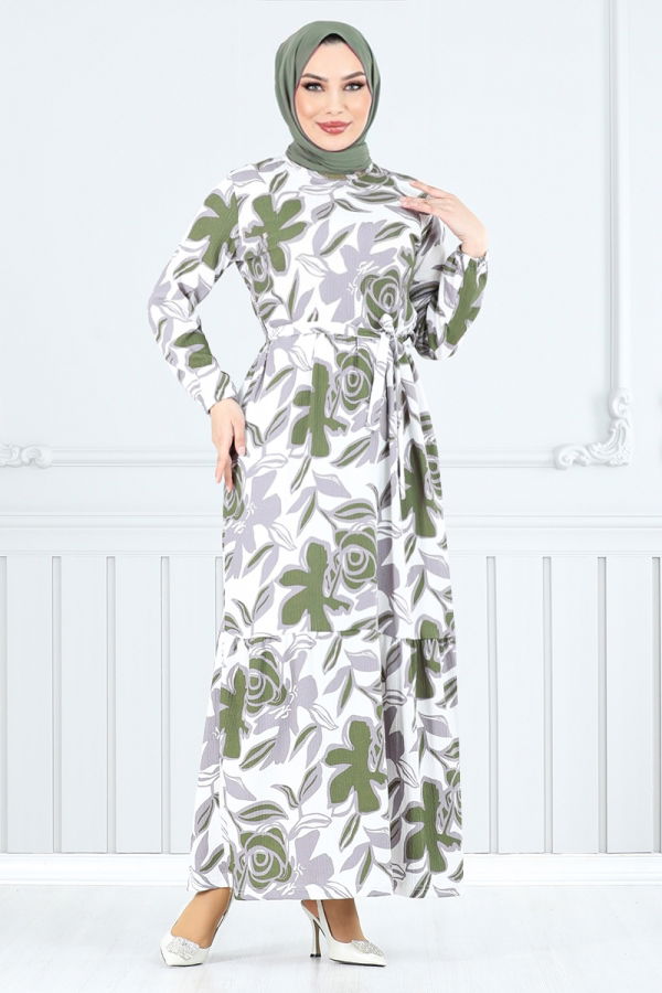 Modaselvim خصم صافٍ20%+20% في سلة التسوق الفستان أخضر 5010UZ1029-M