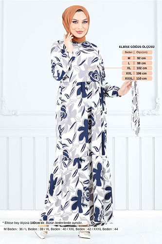 moda selvim Dress 5010UZ1029-M Navy Blue - Thumbnail