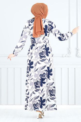 moda selvim الفستان كحلي 5010UZ1029-M - Thumbnail