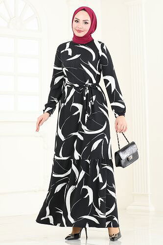 moda selvim Dress 5010UZ662 Black - Thumbnail