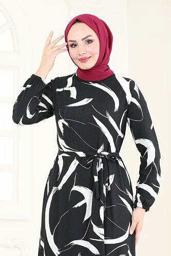 moda selvim Dress 5010UZ662 Black - Thumbnail