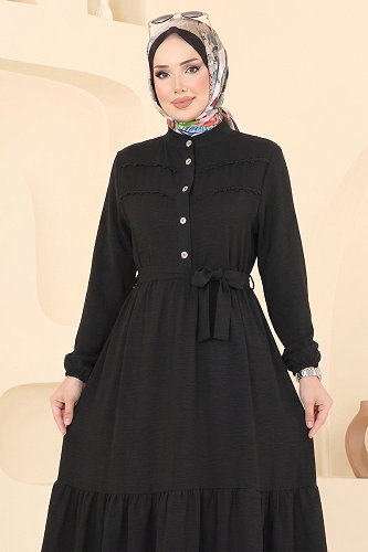 moda selvim Dress 5011BM387 Black - Thumbnail