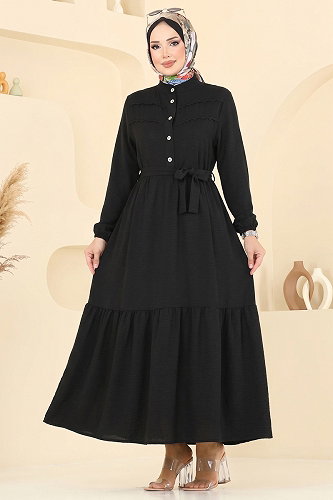 moda selvim الفستان أسود 5011BM387 - Thumbnail