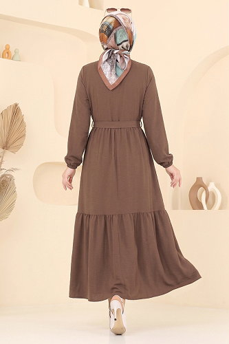 moda selvim Dress 5011BM387 Brown - Thumbnail