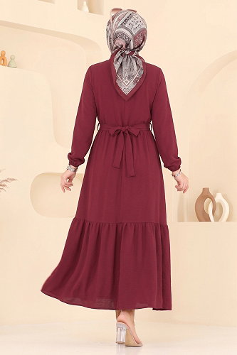 moda selvim الفستان خمري 5011BM387 - Thumbnail