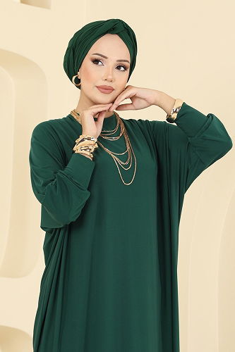 moda selvim Dress 5011ERK1158 Emerald - Thumbnail