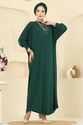 moda selvim Dress 5011ERK1158 Emerald - Thumbnail