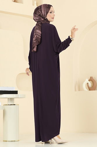 moda selvim الفستان أرجواني 5011ERK1158 - Thumbnail