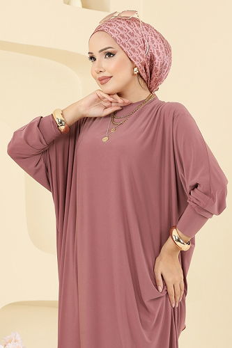 moda selvim Dress 5011ERK1158 Rose Dried - Thumbnail