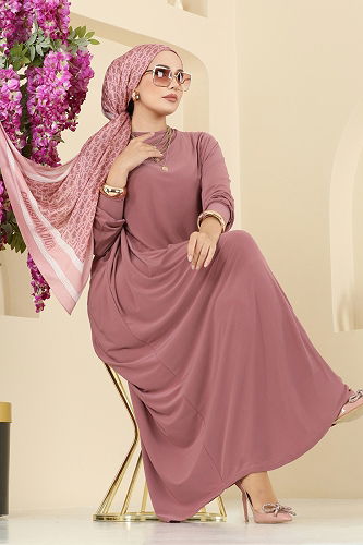 moda selvim Dress 5011ERK1158 Rose Dried - Thumbnail