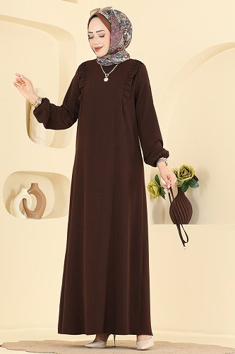 moda selvim Dress 5011MDA386 Bitter Brown - Thumbnail