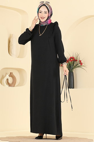 moda selvim الفستان أسود 5011MDA386 - Thumbnail