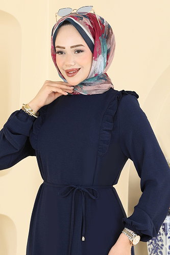 moda selvim Dress 5011MDA386 Navy Blue - Thumbnail