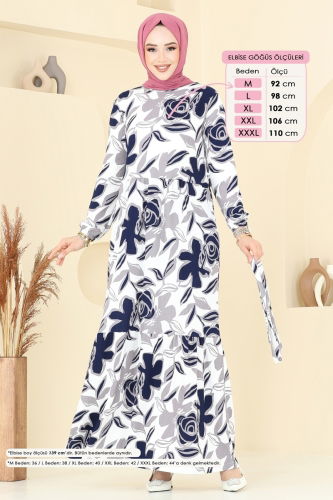 moda selvim Dress 5011UZ662 Navy Blue - Thumbnail