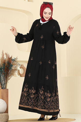 moda selvim الفستان أسود 5012ERK1158 - Thumbnail