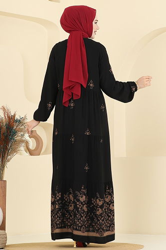 moda selvim الفستان أسود 5012ERK1158 - Thumbnail