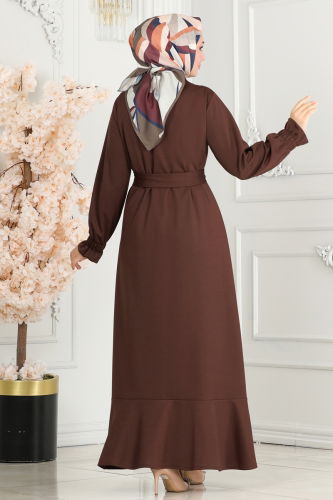 moda selvim Dress 5012HBS856 Brown - Thumbnail