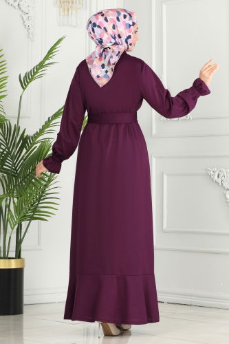 moda selvim DRESS 5012HBS856 Damson - Thumbnail