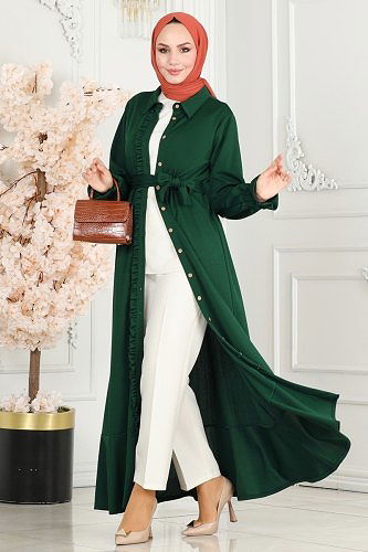 moda selvim Dress 5012HBS856 Emerald - Thumbnail