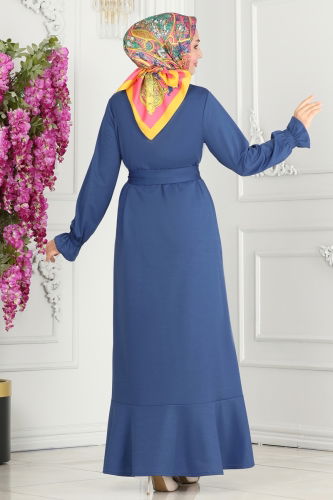 moda selvim DRESS 5012HBS856 Indigo - Thumbnail