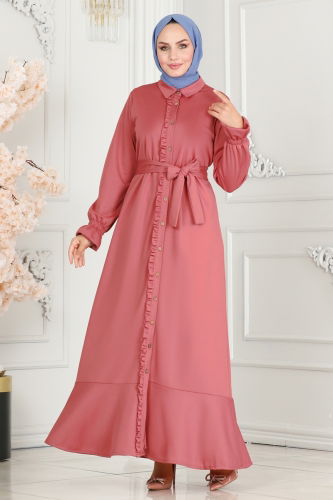 moda selvim Dress 5012HBS856 Rose Dried - Thumbnail