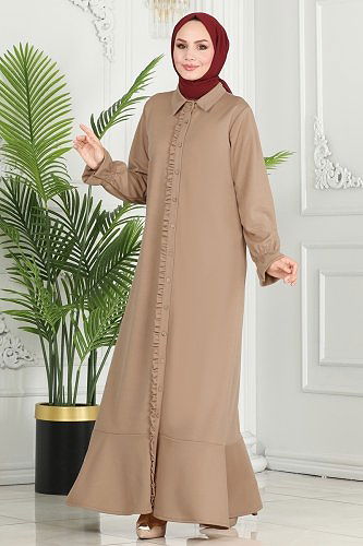 moda selvim الفستان بيج 5012HBS856 - Thumbnail