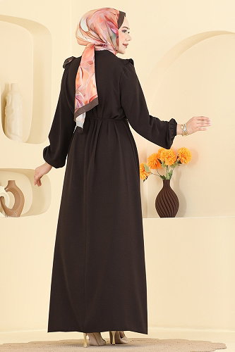 moda selvim Dress 5012MDA386 Bitter Brown - Thumbnail