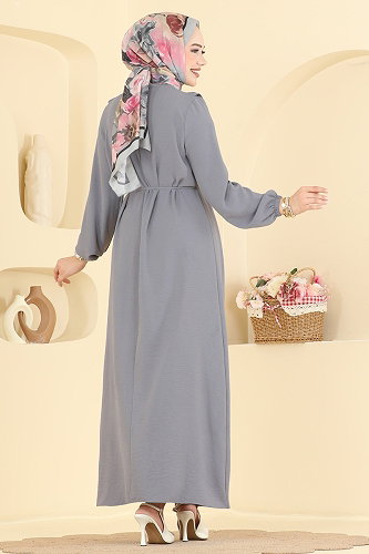 moda selvim الفستان رمادي 5012MDA386 - Thumbnail