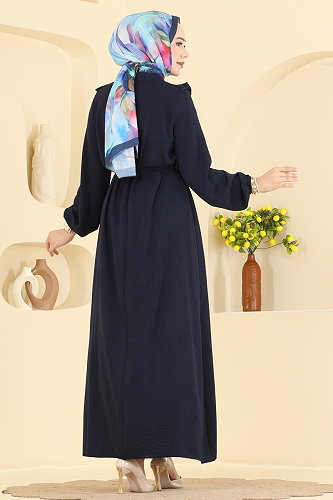 moda selvim Dress 5012MDA386 Navy Blue - Thumbnail