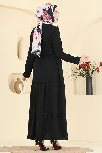 moda selvim Dress 5013BM387 Black - Thumbnail