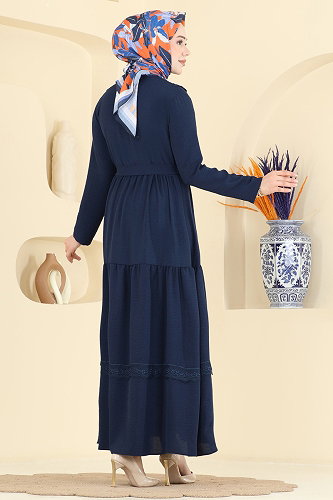 moda selvim Dress 5013BM387 Navy Blue - Thumbnail