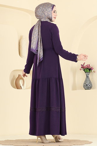 moda selvim Dress 5013BM387 Purple - Thumbnail