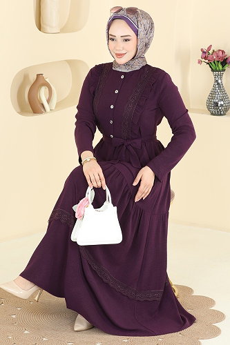 moda selvim الفستان أرجواني 5013BM387 - Thumbnail