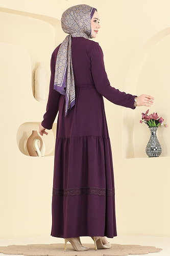 moda selvim الفستان أرجواني 5013BM387 - Thumbnail