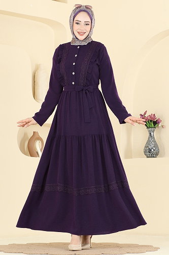 moda selvim الفستان أرجواني 5013BM387 - Thumbnail
