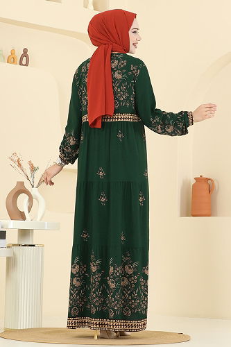 moda selvim Dress 5013ERK1158 Emerald - Thumbnail