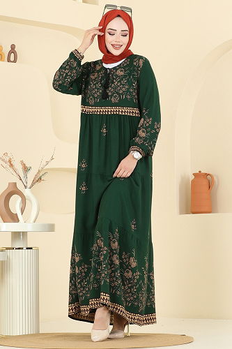 moda selvim الفستان زيتي 5013ERK1158 - Thumbnail