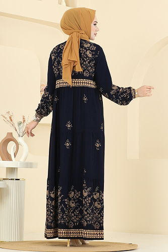 moda selvim Dress 5013ERK1158 Navy Blue - Thumbnail