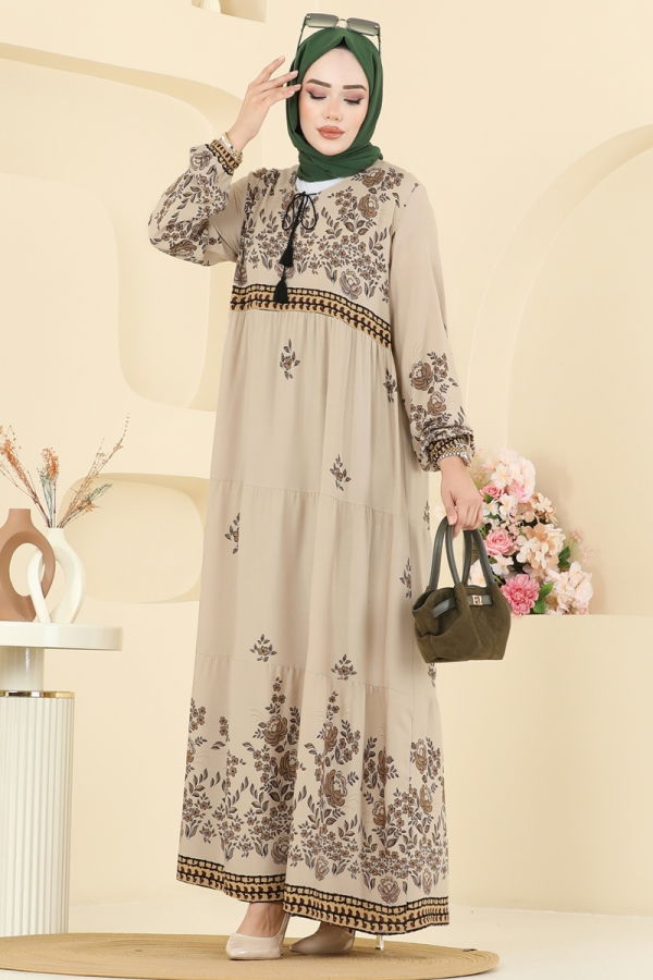 Modaselvim الفساتين الفستان بيج 5013ERK1158