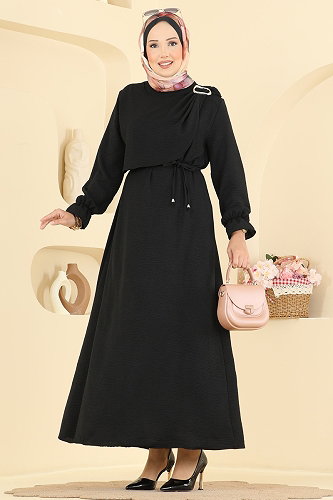 moda selvim الفستان أسود 5014BM387 - Thumbnail