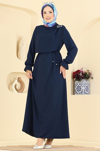 moda selvim الفستان كحلي 5014BM387 - Thumbnail