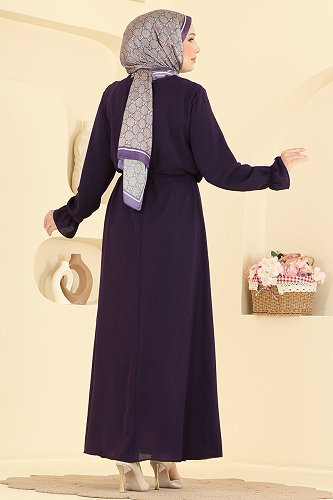moda selvim الفستان أرجواني 5014BM387 - Thumbnail