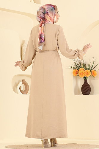 moda selvim الفستان بيج 5014BM387 - Thumbnail