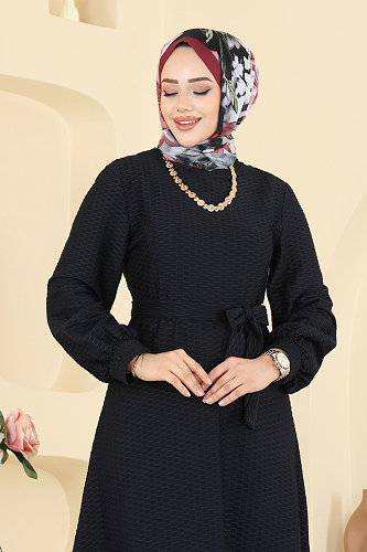 moda selvim Dress 5015ERK1158 Black - Thumbnail