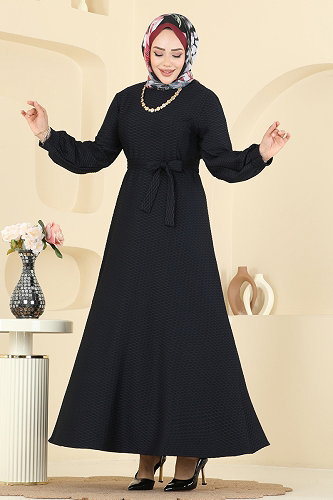 moda selvim الفستان أسود 5015ERK1158 - Thumbnail