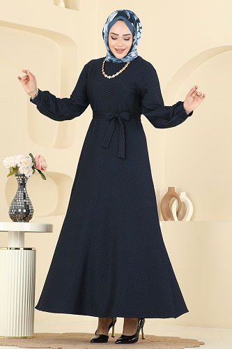 moda selvim Dress 5015ERK1158 Dark Navy Blue - Thumbnail
