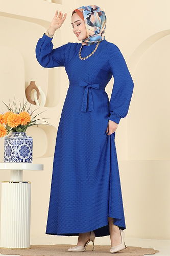 moda selvim Dress 5015ERK1158 Saxe - Thumbnail