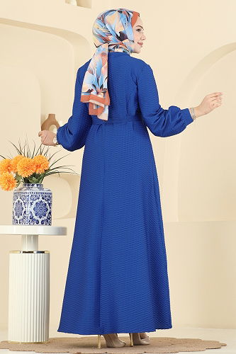 moda selvim Dress 5015ERK1158 Saxe - Thumbnail